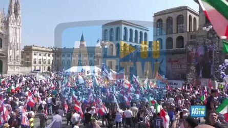 Milano piazza semivuota alla manifestazione dei Patrioti europei
