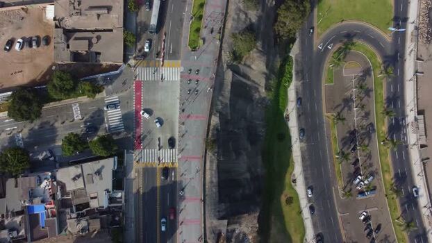 Aerial view of Malecon de Chorrillos coastal road in Peru. Aerial view of Malecon de Chorrillos coastal road in Peru.