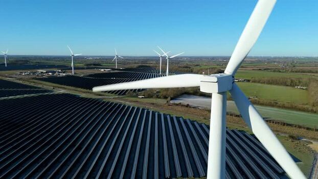 Aerial view of Chelveston Wind Farm United Kingdom.