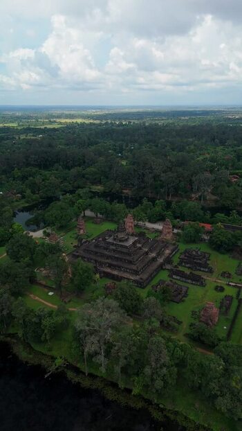 Aerial view of Bakong Temple in Cambodia. Aerial view of Bakong Temple in Cambodia.