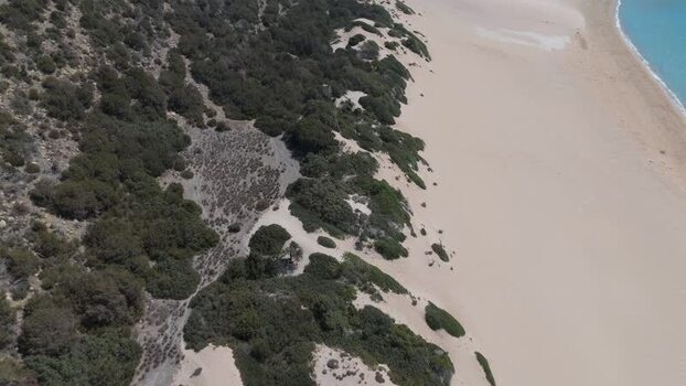 Aerial view of the sandy coastline in Famagusta Northern Cyprus.
