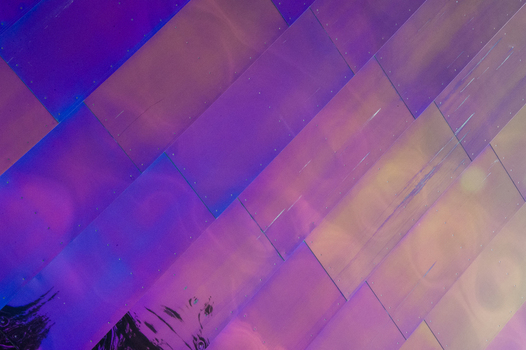 View of the iridescent metallic exterior panels of the Museum of Pop Culture Seattle Washington United States.