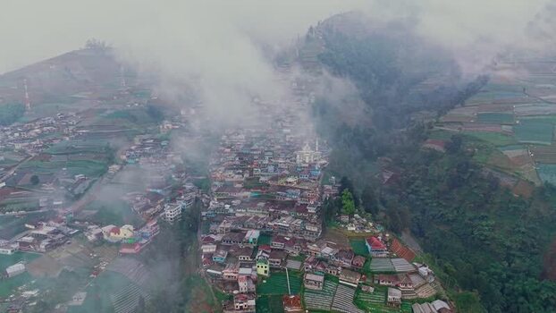Aerial view of Nepal Van Java village in Magelang Indonesia. Aerial view of Nepal Van Java village in Magelang Indonesia.