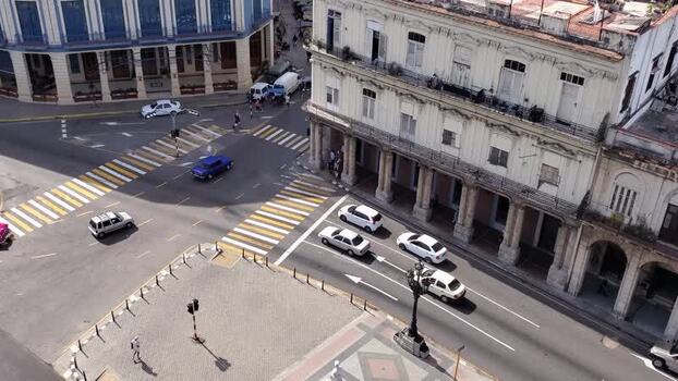Aerial view of Paseo del Prado in Havana Cuba.