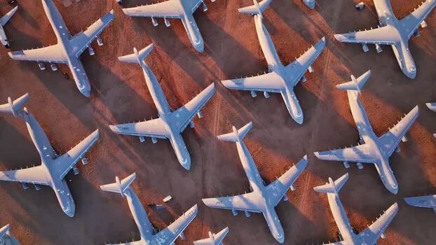 Aerial view of airplanes at Pima Air United States. Aerial view of airplanes at Pima Air United States.