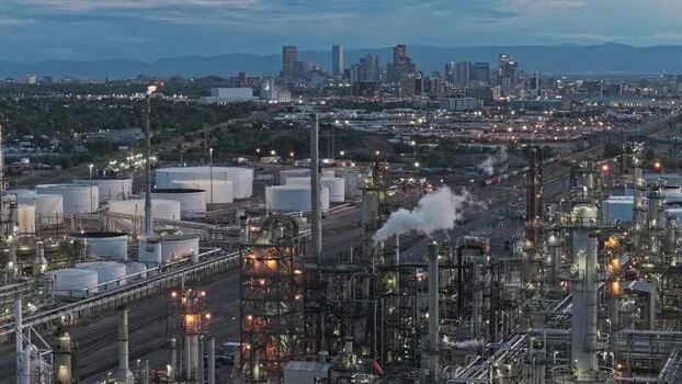 Aerial view of Suncor Energy refinery in Commerce City United States.