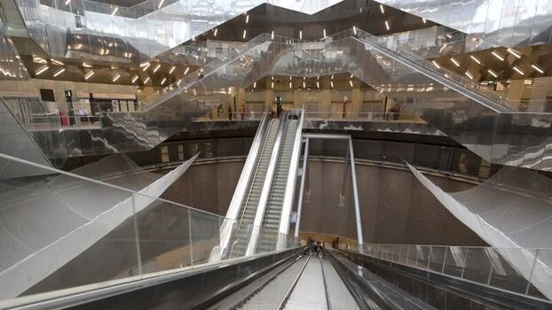 View of escalators in Gare Gustave Roussy Villejuif France. View of escalators in Gare Gustave Roussy Villejuif France.