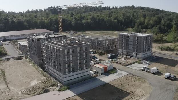Aerial view of a construction site in Bessungen Germany.