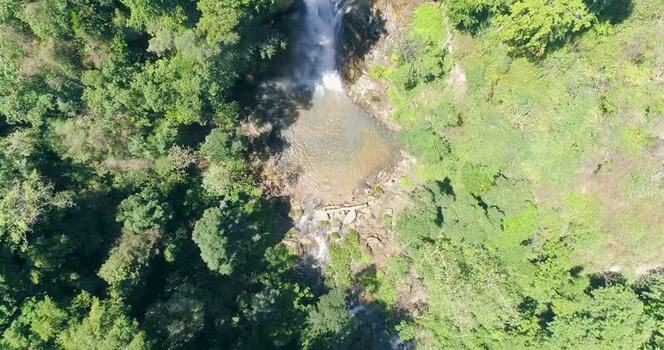 Aerial view of Cepe waterfall in the forest Venezuela.