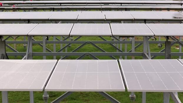 Aerial view of solar farm in Terrasini Italy.