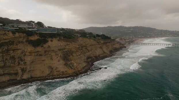 Aerial view of the rugged cliffs at La Jolla Cove United States.