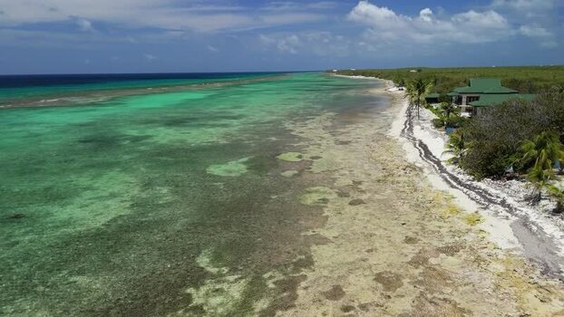 Aerial view of Grand Cayman coastline Cayman Islands. Aerial view of Grand Cayman coastline Cayman Islands.