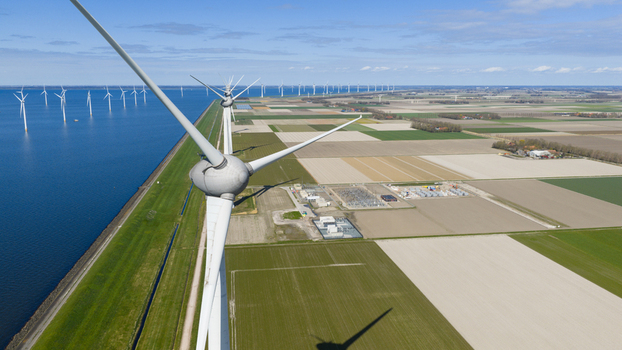 Espel Netherlands 04 April 2026 Aerial view of Construction of Battery Energy Storage System at Westermeerdijk Wind Park Espel Netherlands 04 April 2026 Aerial view of Construction of Battery Energy Storage System at Westermeerdijk Wind Park
