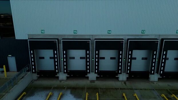 Aerial view of loading bays United Kingdom.