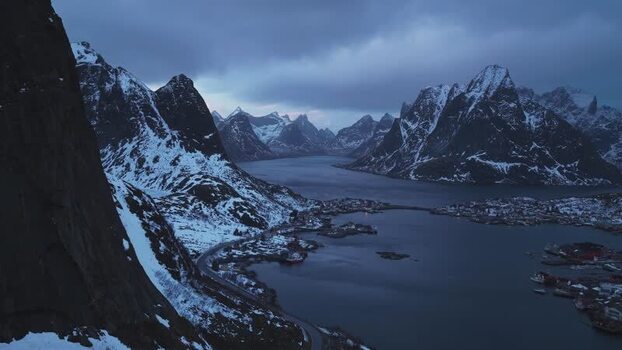 Aerial view of Reinebringen Norway.