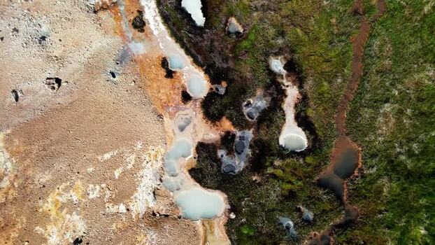 Aerial view of Grensdalur geothermal landscape Iceland. Aerial view of Grensdalur geothermal landscape Iceland.