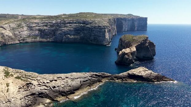 Aerial view of Dwejra Bay and Fungus Rock Malta. Aerial view of Dwejra Bay and Fungus Rock Malta.