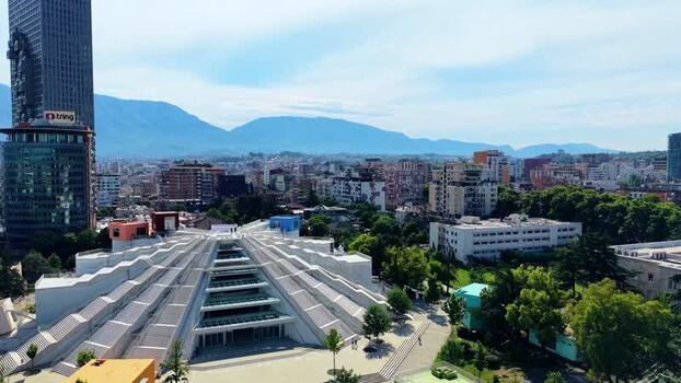 Aerial view of Pyramid of Tirana Albania.