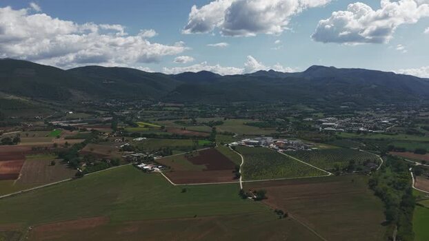 Aerial view of industrial facility in Spoleto Italy.
