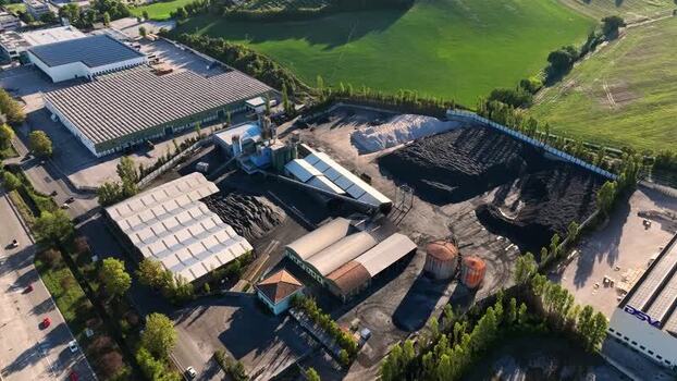 Aerial view of industrial site in Ancona Italy.