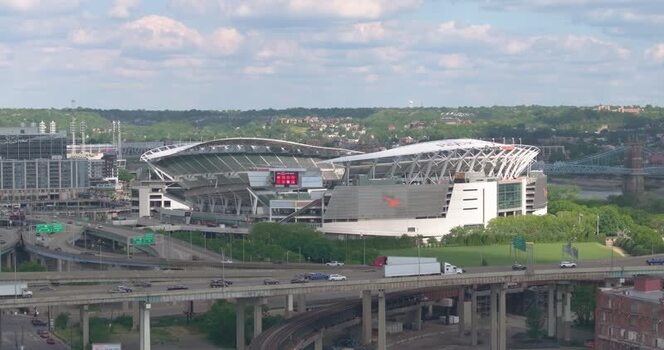 Aerial view of Paycor Stadium in Cincinnati United States.