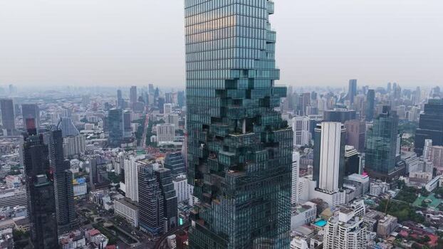 Aerial view of King Power Mahanakhon skyscraper Thailand. Aerial view of King Power Mahanakhon skyscraper Thailand.