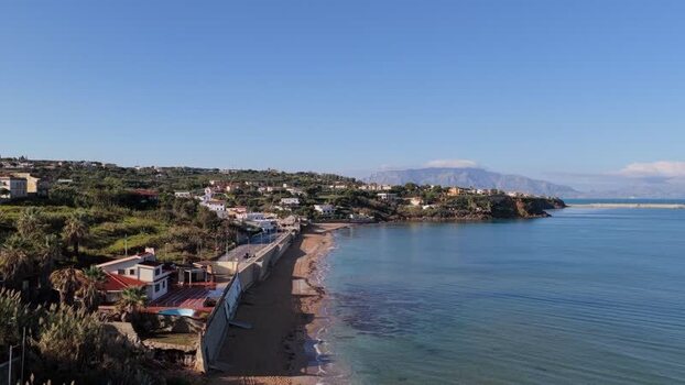 Aerial view of Terrasini coastline Italy.