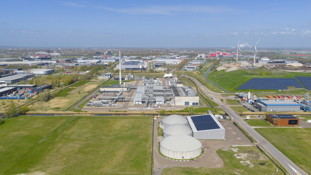 Aerial view of the piekgasinstallatie in Alkmaar showing natural gas storage peak gas supply pipelines compressors and Dutch energy infrastructure. Aerial view of the piekgasinstallatie in Alkmaar showing natural gas storage peak gas supply pipelines compressors and Dutch energy infrastructure.