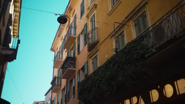 View of historic buildings with balconies in Verona Italy. View of historic buildings with balconies in Verona Italy.