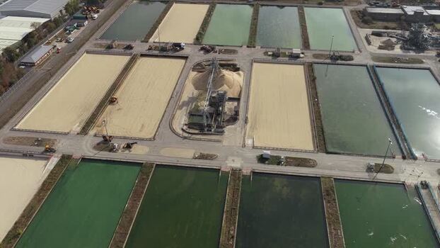 Aerial view of Ashford Common Water Treatment Works United Kingdom.
