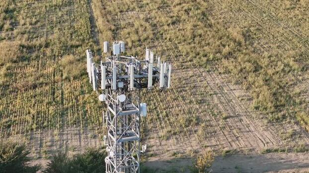 Aerial view of telecommunications tower in Fiorenzuola d Arda Italy. Aerial view of telecommunications tower in Fiorenzuola d Arda Italy.