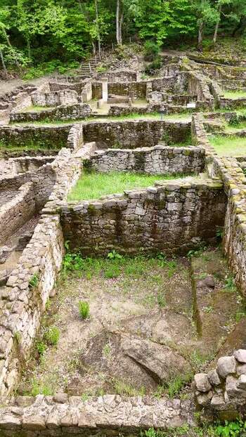 Aerial view of Castro de Armea ruins in Allariz Spain.