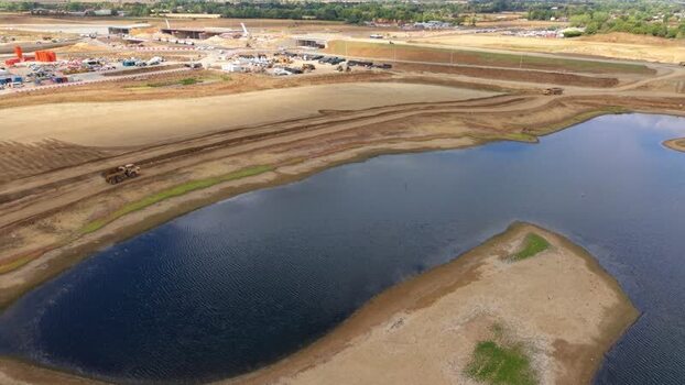 Aerial view of Black Cat Roundabout construction United Kingdom.