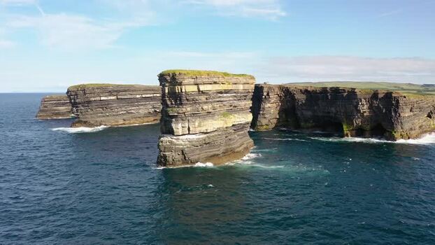 Aerial view of Dun Briste sea stack in Ballycastle Ireland. Aerial view of Dun Briste sea stack in Ballycastle Ireland.