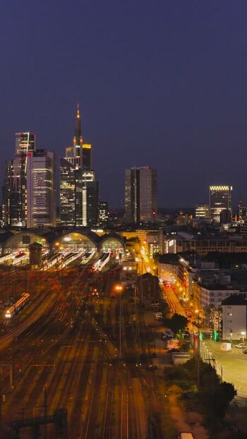 Aerial view of Hauptbahnhof and the city skyline Germany.