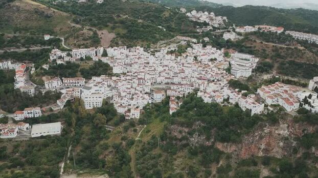 Aerial view of the white village of Casares Spain. Aerial view of the white village of Casares Spain.