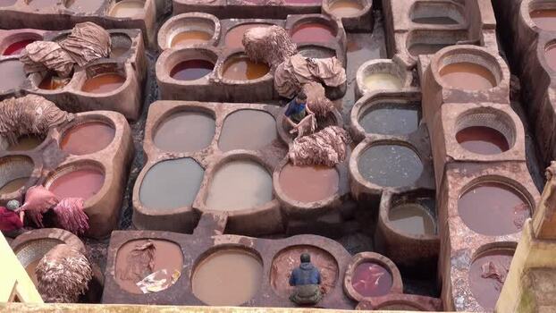 View of Chouara Tannery in Fes Morocco.