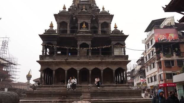 View of the historic Krishna Mandir temple in Kathmandu Nepal.