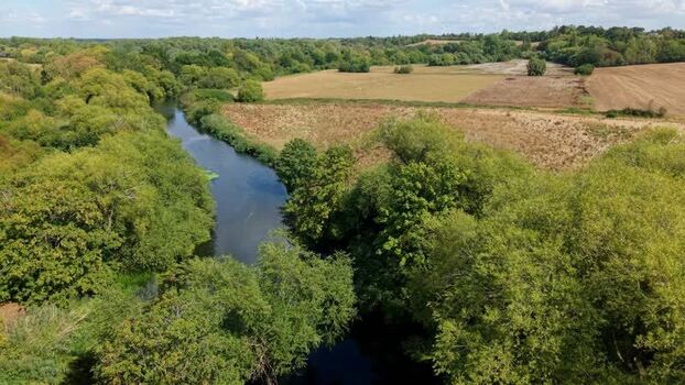 Aerial view of the River Great Ouse in St Neots United Kingdom. Aerial view of the River Great Ouse in St Neots United Kingdom.