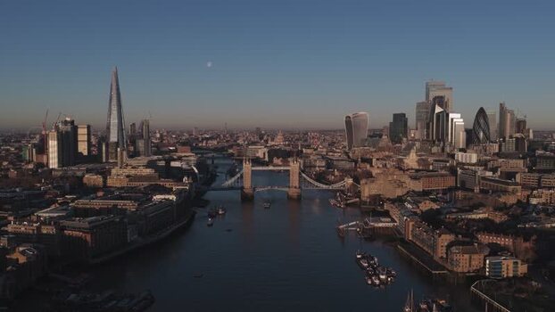 Aerial view of Tower Bridge and The Shard United Kingdom. Aerial view of Tower Bridge and The Shard United Kingdom.