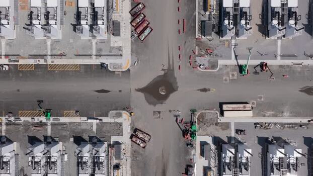 Aerial view of an industrial construction site United States. Aerial view of an industrial construction site United States.