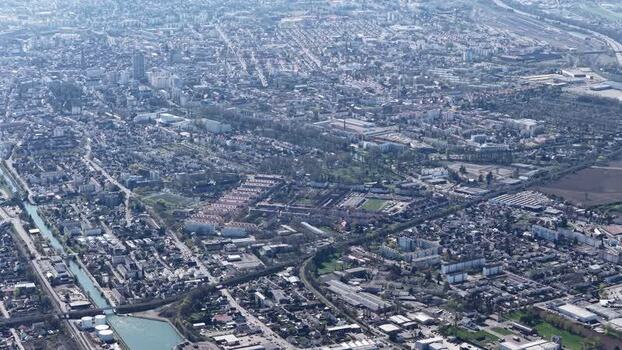 Aerial view of cityscape with tower France.