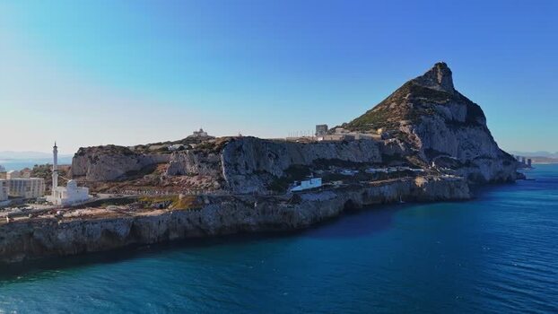 Aerial view of Europa Point and the Rock of Gibraltar Gibraltar.