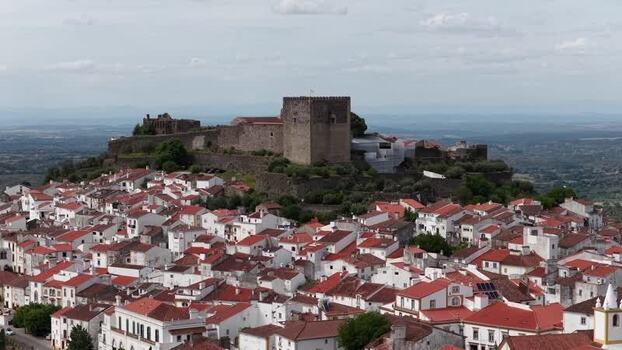 Aerial view of Castle of Castelo de Vide and historic town Portugal.