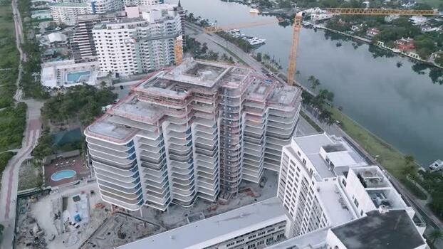 Aerial view of a building under construction in United States. Aerial view of a building under construction in United States.