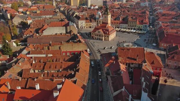Aerial view of Council Square in Brasov Romania. Aerial view of Council Square in Brasov Romania.
