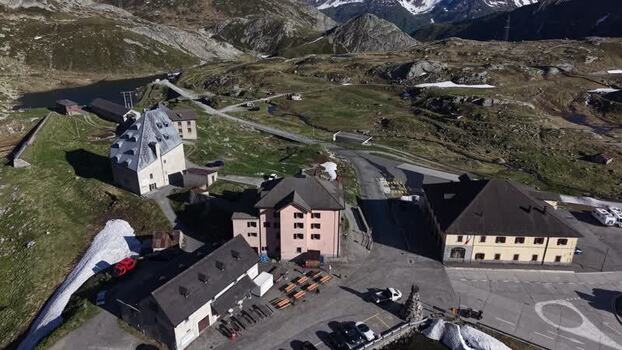 Aerial view of Hotel Passo San Gottardo in Airolo Switzerland. Aerial view of Hotel Passo San Gottardo in Airolo Switzerland.