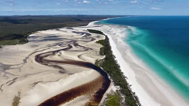 Aerial view of Wathumba Creek on K gari Australia.