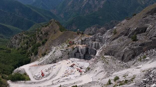 Aerial view of Carrara marble quarries in Italy. Aerial view of Carrara marble quarries in Italy.