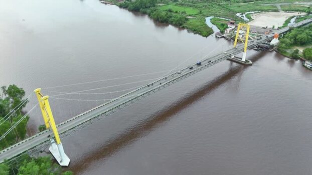 Aerial view of Barito Bridge in Indonesia. Aerial view of Barito Bridge in Indonesia.